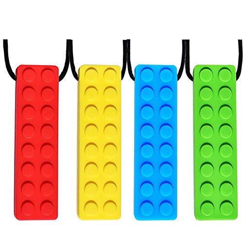 Masticar Collar, 4 PCS Masticar Collar Sensorial, Colgante Masticable, Collar Mordedor Silicona Para niños Con TDAH, Dentición, Autismo, Necesidades Mordiendo, Material Silicona De Grado Alimenticio