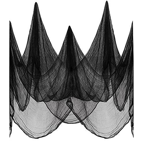 MAXEE Super negro Halloween paño espeluznante (200 x 400 cm), cubierta de gasa para decoración gótica, supergrande paño de fantasma para decoración de Halloween, tela terrorífica
