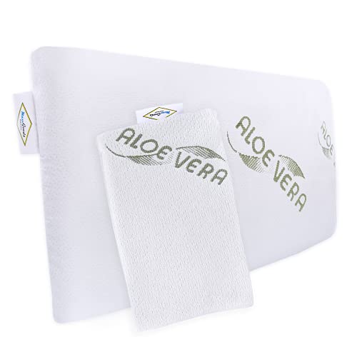 MaxxGoods Almohada Cervical ortopédica HWS, 70 x 42 x 15 cm, Espuma de Gel visco, Incluye Dos Fundas Protectoras Exteriores de 40 x 80 x 15 cm con Aloe Vera, Almohada, cojín, cojín Cervical