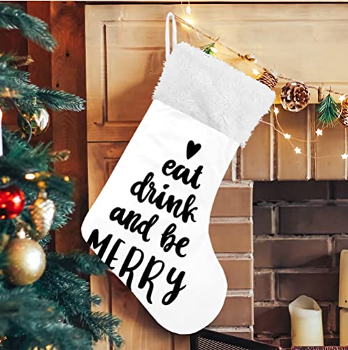 Medias de Navidad grandes medias de Navidad de 18 pulgadas para chimenea, para decoración de Navidad, cita motivacional con figura de corazón tonificada, moderna