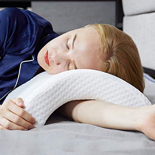 Mediawave Store - Almohada cervical curvada 521108 Memory Foam alivia dolores cervicales, ultra suave, cojín para dormir antironquidos, almohada ortopédica, almohada ergonómica.