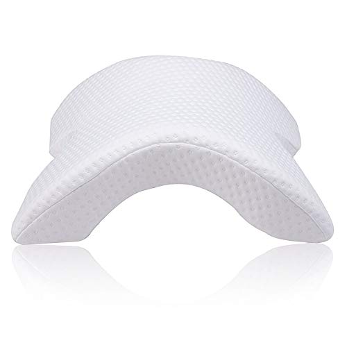 Mediawave Store - Almohada cervical curvada 521108 Memory Foam alivia dolores cervicales, ultra suave, cojín para dormir antironquidos, almohada ortopédica, almohada ergonómica.