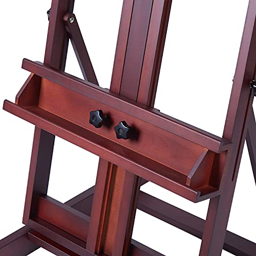 MEEDEN Caballete de estudio de madera de haya maciza para trabajos pesados, ajustable, para acrílico, acuarela, pintura al óleo, hacer pastel, trabajo en vertical, soporta lienzo de hasta 77 pulgadas