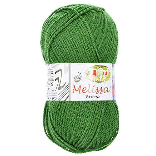 Melissa Hilo 100% Acrilico Ovillo de Lana (115m 100g * 1=50g * 2) Premium para DIY Tejer y Ganchillo, Certificado OEKO-TEX Standard 100,Agujas Talla 5(1/2)-6(1/2),Verde 54,Enviado desde Europa