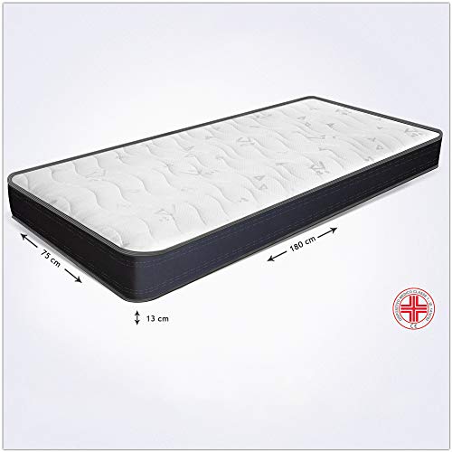 Miasuite i sogni italiani - Colchón individual a medida - Modelo Summit - Medida 75 x 180 x 13 cm de alto - Colchón ortopédico fabricado en espuma Waterfoam - Para cama plegable