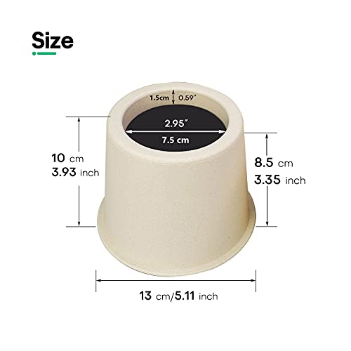 MIIX HOME - Elevadores de Cama 9.5 cm,Fibra Natural, Sin Contaminación, Para Cama de Matrimonio/Reina, Para Sillas de Muebles, Elevadores de Cama, Juego de 4 Piezas ,Beige