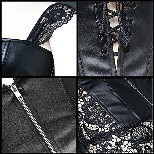MISS MOLY Corsé|Mujer Vintage Sexi Corset Corsét Gothic Dress Diseño de Encaje Curvado Figura Shape con Tanga