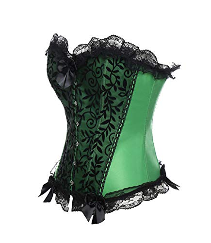 MISS MOLY Mujer Corsé Sexy Corset Talla Grande Fiesta Corsés y Bustiers Gotico Vintage Brocado Encaje Cinta Ajustable con G-String