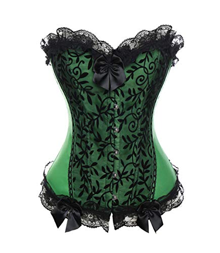 MISS MOLY Mujer Corsé Sexy Corset Talla Grande Fiesta Corsés y Bustiers Gotico Vintage Brocado Encaje Cinta Ajustable con G-String