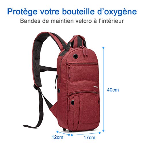 Mochila para botella de oxígeno portátil – Portareservas O2 médico cilíndrico para depósito de tamaño M2, A/M4, ML6, B/M6, M7, C/M9 (no apto para tipo D") – Rojo
