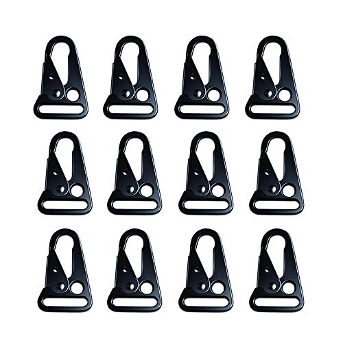 Mosquetón Cincha, 12 Piezas Gancho Olécranon, Mosquetón Táctico Colgante, Mosquetón Tácticoc, Gancho Mosquetón Colgante, para Montañismo, Camping, Senderismo, Caza, Actividades Aire Libre (Negro)
