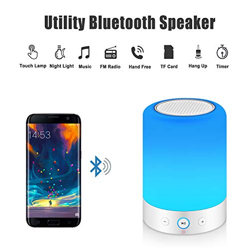 MRCOOL Lámpara de Noche con Altavoz Bluetooth, Lámpara de Tabla LED Luz Nocturna con Cambio de Color, Regalos para Mujeres Hombres Niños