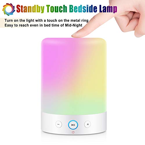 MRCOOL Lámpara de Noche con Altavoz Bluetooth, Lámpara de Tabla LED Luz Nocturna con Cambio de Color, Regalos para Mujeres Hombres Niños