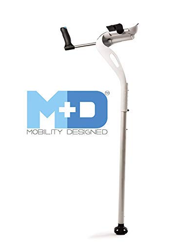 Muletas de antebrazo, bastón manos libres, diseño ergonómico, soporte para caminar individual, ajustable (4'11"- 6'8"), soporte de movilidad para lesiones, discapacidad, ancianos (blanco)