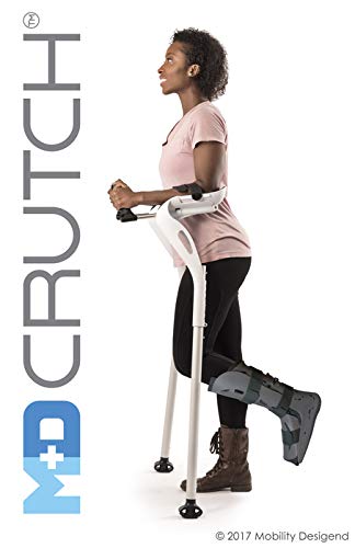 Muletas de antebrazo, bastón manos libres, diseño ergonómico, soporte para caminar individual, ajustable (4'11"- 6'8"), soporte de movilidad para lesiones, discapacidad, ancianos (blanco)
