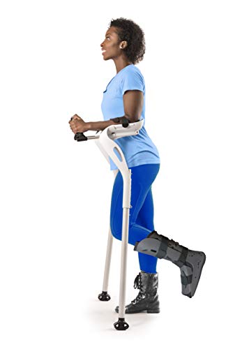 Muletas de antebrazo, bastón manos libres, diseño ergonómico, soporte para caminar individual, ajustable (4'11"- 6'8"), soporte de movilidad para lesiones, discapacidad, ancianos (blanco)
