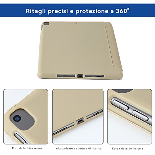 MuyDoux Funda para iPad 10,2 Pulgadas 9ª (2021) / 8ª (2020) /7ª (2019) Generación, 5-en-1 Múltiples Ángulos de Visión,Cubierta de PU Suave y Sedoso, Carcasa Magnético Auto Sueño/Estela (Beige)