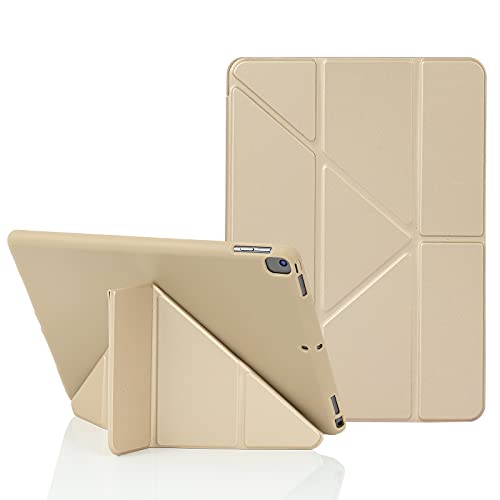 MuyDoux Funda para iPad 10,2 Pulgadas 9ª (2021) / 8ª (2020) /7ª (2019) Generación, 5-en-1 Múltiples Ángulos de Visión,Cubierta de PU Suave y Sedoso, Carcasa Magnético Auto Sueño/Estela (Beige)