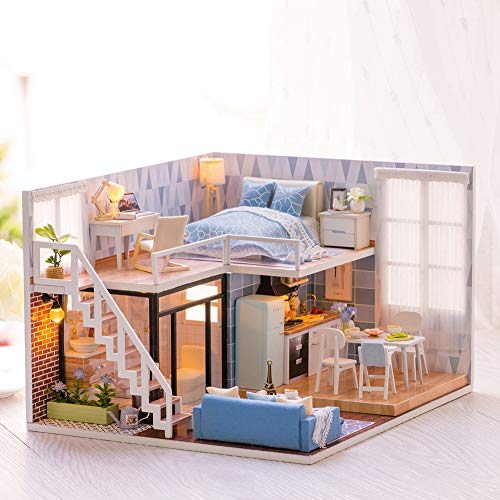 Nannigr Casa de muñecas de Bricolaje Casa de muñecas Linda, Kit de Miniatura de casa de muñecas de Bricolaje significativo para la música El Castillo en el Cielo para estimular la