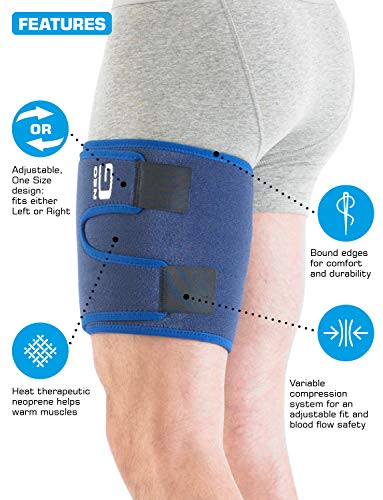 Neo G Órtesis para el muslo - Calidad de Grado Médico. Ayuda con distensiones, esguinces de cuádriceps, tendones isquiotibiales, lesiones laborales/deportivas, rehabilitación. Tamaño Universal -Unisex