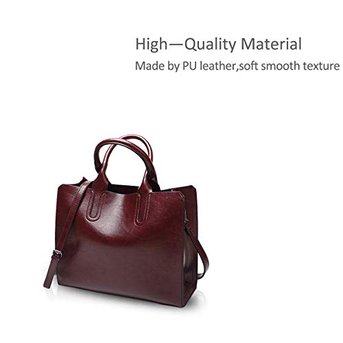 NICOLE&DORIS Mode Bolsos de Mano para Mujer Monederos Bolso Crossbody Mujer Bolso de Bandolera Bolsa Tote Durable PU Vino Tinto
