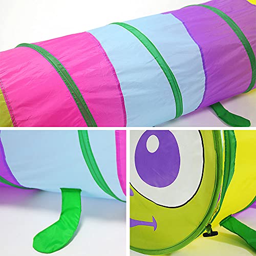 non-brand Juguete de Tienda de Campaña Infantil Túnel de Arrastre de Oruga Multicolor Casa de Juego Plegable para Niños Bebés