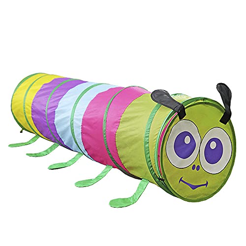 non-brand Juguete de Tienda de Campaña Infantil Túnel de Arrastre de Oruga Multicolor Casa de Juego Plegable para Niños Bebés