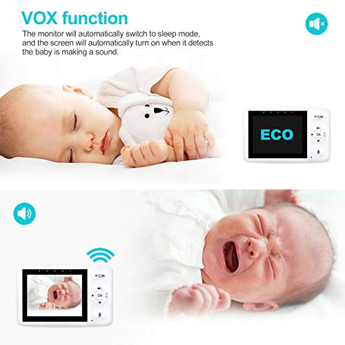 OLEKE Monitor de Bebé Vigilabebés con Cámara Función de Intercomunicador con LCD 3,5 Pulgadas Modo VOX Visión Nocturna Apto para Bebés Niños Ancianos o Mascotas