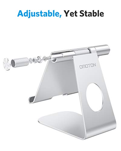 OMOTON Soporte Tablet Ajustable, Multi-Ángulo Base Tablet de Aluminio para Nuevo iPad Pro1/2/3/4, iPad Mini 2/3/4/5/6, iPad Air 1/2/3/4, Samsung Tab, Kindle y Otras Tabletas de 7-13 Pulgadas, Plata