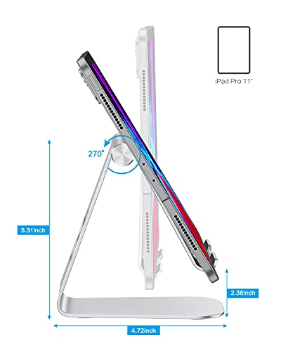 OMOTON Soporte Tablet Ajustable, Multi-Ángulo Base Tablet de Aluminio para Nuevo iPad Pro1/2/3/4, iPad Mini 2/3/4/5/6, iPad Air 1/2/3/4, Samsung Tab, Kindle y Otras Tabletas de 7-13 Pulgadas, Plata