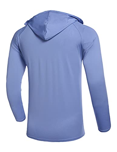 Onbay Camiseta deportiva para hombre con protección UV UPF 50+, camiseta de manga larga para correr, camiseta funcional con agujero para el pulgar, para actividades al aire libre azul claro S