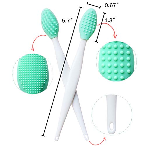 onebarleycorn – 5 Piezas Cepillo Dientes Perro,Cepillos Dentales de Silicona Suave de Doble Cara con Mango Largo Curvado Cepillos de Dientes de Perro Gato Cepillo de Limpieza Dental para Mascotas
