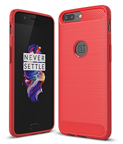 OnePlus 5 Funda, SMTR Cubierta Delgado material de silicona Funda Protective Case Cover [Diseño durable] [Máxima protección contra golpes] para OnePlus 5 - Rojo