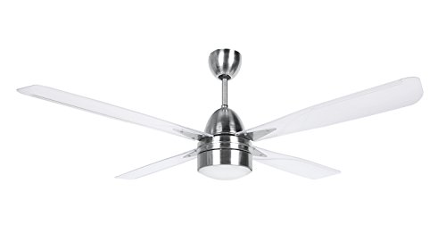 Orbegozo CP 71132 - Ventilador de techo con luz y mando a distancia, 4 palas, 132 cm de diámetro, 90 W y 3 velocidades, acero inoxidable