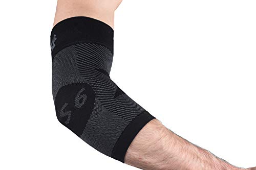 OrthoSleeve ES3/ES6 Codo que apoya la manga alivia el dolor de codo de tenis/golfistas, dolor general de codo y antebrazo, reduce la hinchazón (ES6, S, negro)