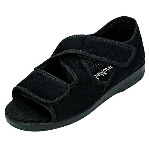 OrtoMed - Zapatillas ortopédicas de rehabilitación, Calzado ortopédico, botiquín de Primeros Auxilios, Plantilla de Textil extraíble, Ancho H (38, Negro)