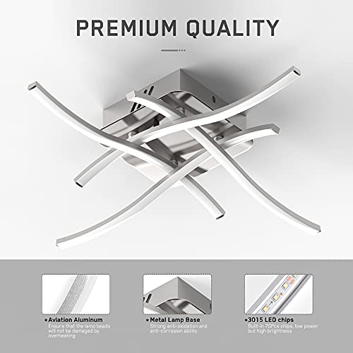 OTREN Lámpara Led Techo Moderno, Plafon Led Techo con Diseño Curvo, Luz LED con 4 Lámpara Placas para Sala de Estar Dormitorios Pasillo Oficina Cocina, 6000K