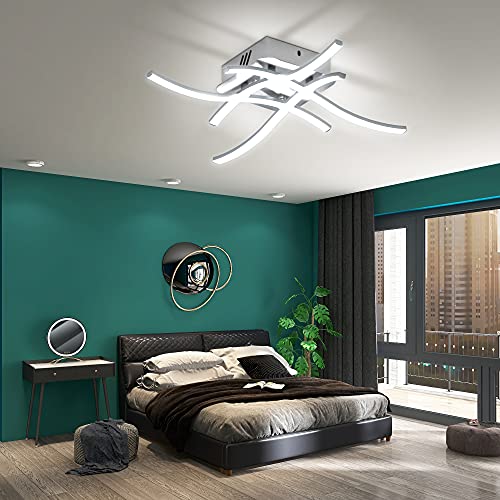 OTREN Lámpara Led Techo Moderno, Plafon Led Techo con Diseño Curvo, Luz LED con 4 Lámpara Placas para Sala de Estar Dormitorios Pasillo Oficina Cocina, 6000K