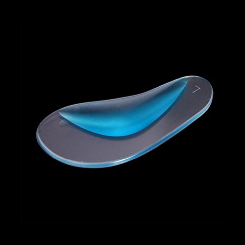 OULII Soporte ortopédico del bebé Plantilla de la plantilla Pies planos Admite almohadillas de gel Adhesivos adhesivos de silicona Tamaño L (transparente con azul)