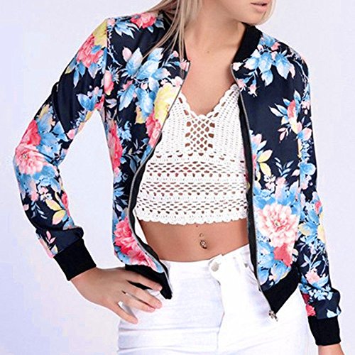 Overdose Las SeñOras De Las Mujeres De ImpresióN De Manga Larga Tops Blanco Cremallera Mejor Regalo De La Chaqueta Caliente Outwear Negro Tops Sueltas Top (XXL, b-Azul)
