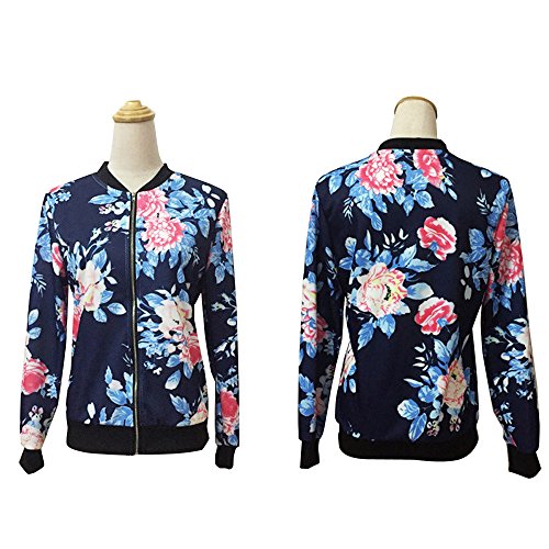 Overdose Las SeñOras De Las Mujeres De ImpresióN De Manga Larga Tops Blanco Cremallera Mejor Regalo De La Chaqueta Caliente Outwear Negro Tops Sueltas Top (XXL, b-Azul)