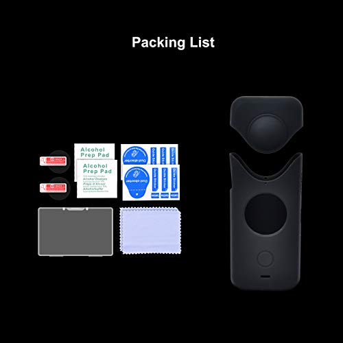O'woda Insta360 One x2 Silicona Cubierta Protectora Polvo Resistente + Lente Película Vidrio Templado de Alta Definición para Insta360 One x2 cámaras Acción Accesorios (2 Juegos)