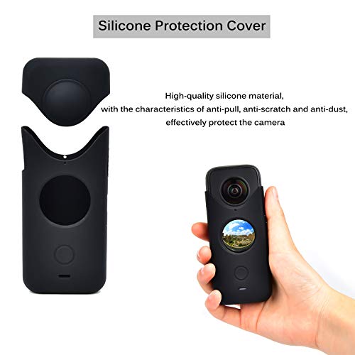 O'woda Insta360 One x2 Silicona Cubierta Protectora Polvo Resistente + Lente Película Vidrio Templado de Alta Definición para Insta360 One x2 cámaras Acción Accesorios (2 Juegos)