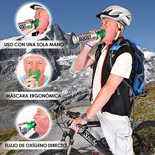 Oxígeno puro en lata – Natural, 36L de oxígeno puro al 95% en 4 latas portátiles de 9L, que proporcionan más de 600 inhalaciones. Aumenta la resistencia, recuperación, agudeza mental y rendimiento