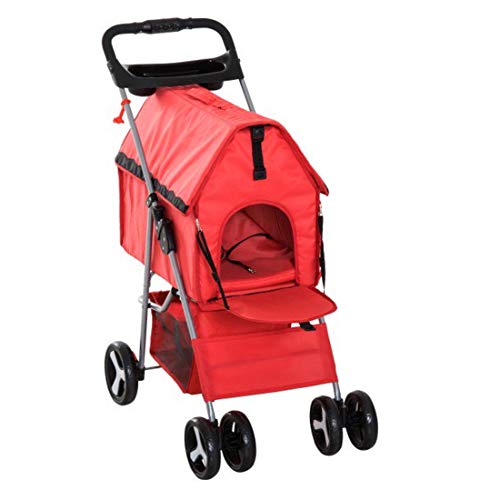 Papilioshop MILO - Carrito plegable de viaje para perro mascota cachorro gato (rojo)