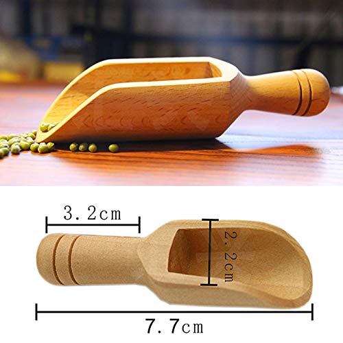 Pergrate 3 Piezas Madera Pequeño Cucharón Sal Azúcar Cucharilla de Café Mini Cocina Herramienta