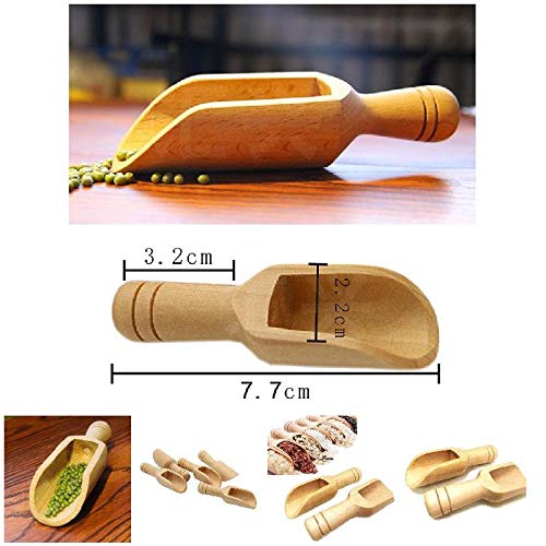 Pergrate 3 Piezas Madera Pequeño Cucharón Sal Azúcar Cucharilla de Café Mini Cocina Herramienta