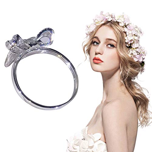 Petrichori Nuevo Anillo de Diamantes con Escalera de Arco Hermoso Anillo de Diamantes de simulación de Lujo Temperamento Anillo de Bodas Femenino - Blanco 11#