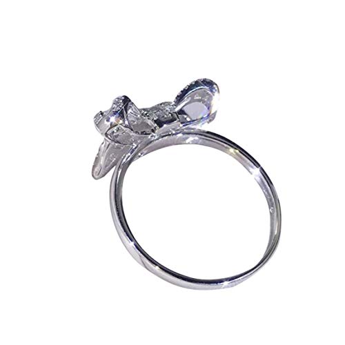 Petrichori Nuevo Anillo de Diamantes con Escalera de Arco Hermoso Anillo de Diamantes de simulación de Lujo Temperamento Anillo de Bodas Femenino - Blanco 11#