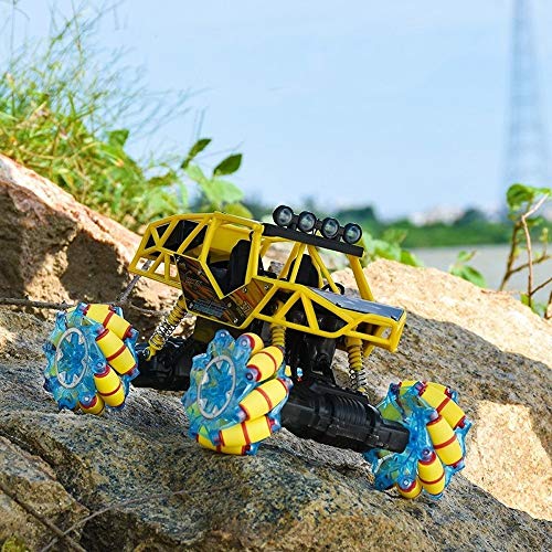PETRLOY Malla amarilla de la rueda universal Coches RC, control remoto Coche de carretera, 1: 16 2.4G 4WD de alta velocidad de escalada sobre orugas Rotación Truco Deriva Vehículo Niño Chicas Cumpleañ